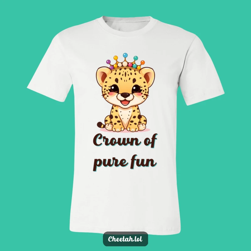 Funny Cheetah Cub Bead Crown T-Shirt: Giggling Fun Design, Great Funny Gift