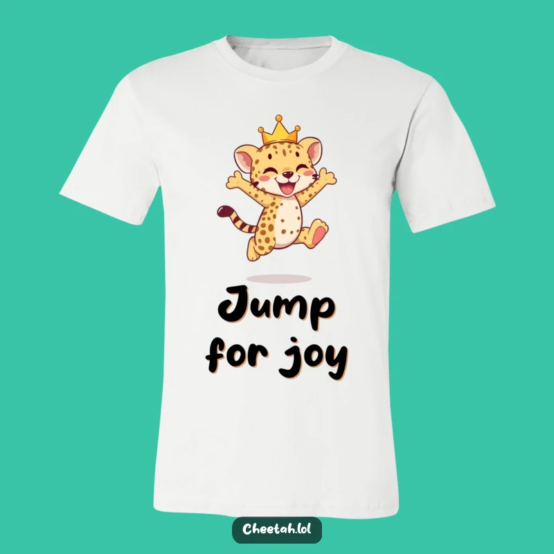 Funny Cheetah Cub Crown T-Shirt - Joyful Leap Fun Tee