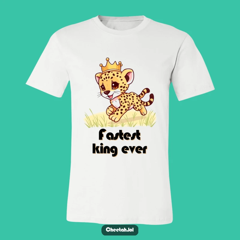 Funny Cheetah Cub Crown T-Shirt: Playful Royal Racer Design, Great Funny Gift