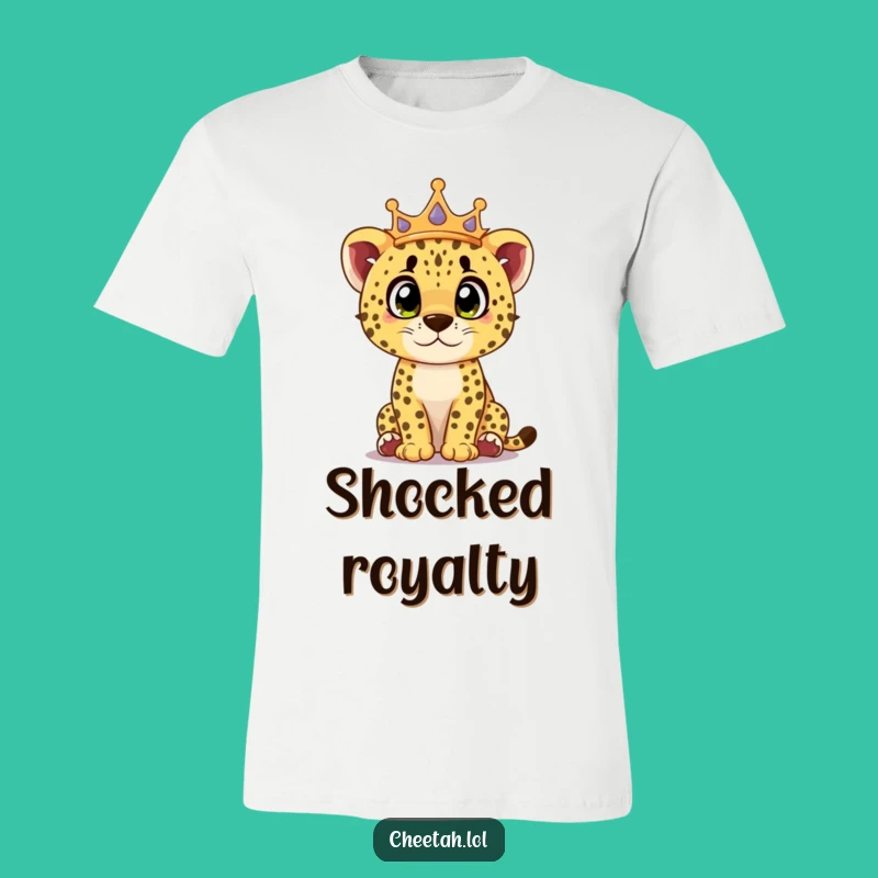 Funny Cheetah Cub Crown T-Shirt: Royal Surprise, Curious Fun, Great Gift