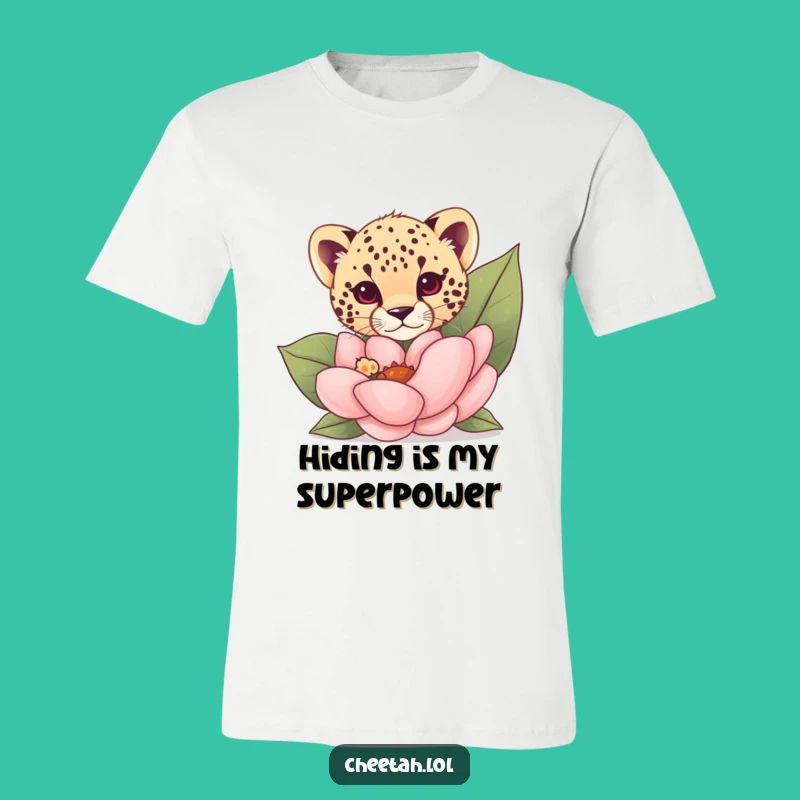 Funny Cheetah Cub Flower Peek T-Shirt: Cute & Whimsical Gift