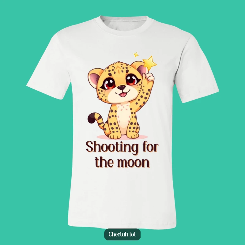 Funny Cheetah Cub Star Reach Tee: Inspire Dreams with Humor