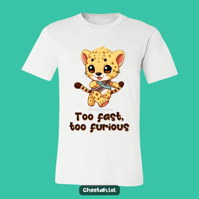 Funny Speed Demon Cheetah Cub T-Shirt: Racing Sash Tee, Hilarious Gift