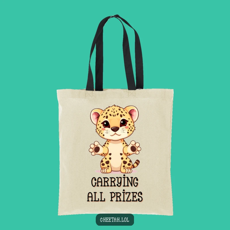 Funny Cheetah Cub Prize Presenter Tote Bag: Carry Your Wins in Style Gift