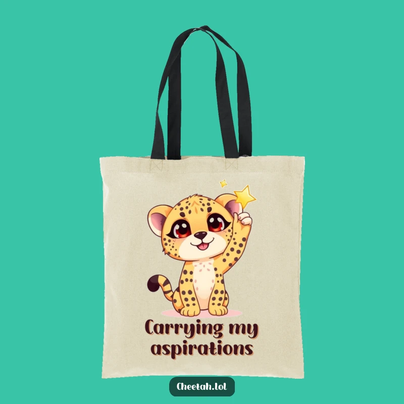 Funny Cheetah Cub Star Reach Tote: Carry Your Dreams with Style