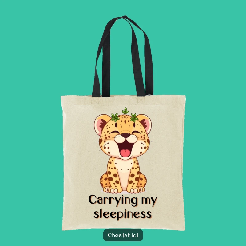 Funny Cheetah Cub Yawn Tote Bag: Crowned Snoozer Carry-all, Hilarious Victorious Bag