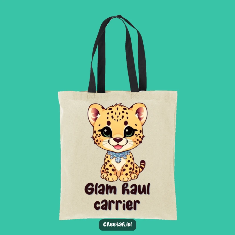 Funny Cheetah Cub Smirk Collar Tote Bag: Carry Your Attitude Gift