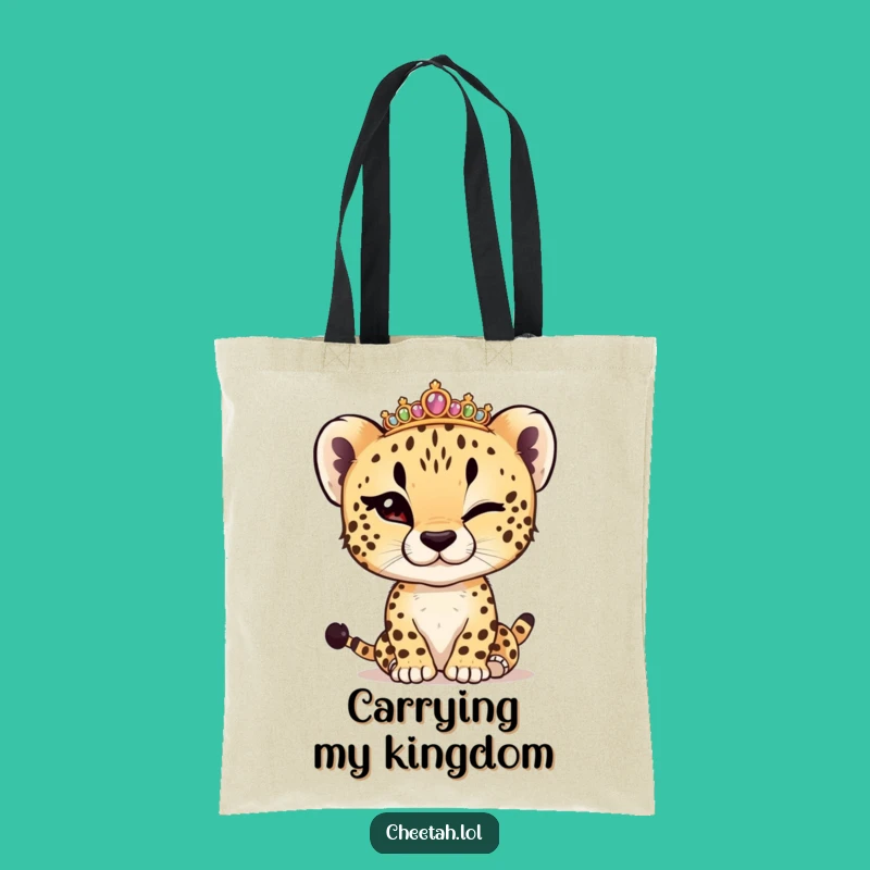 Funny Cheetah Cub Winking Tiara Tote Bag: Chic & Humorous Accessory Gift