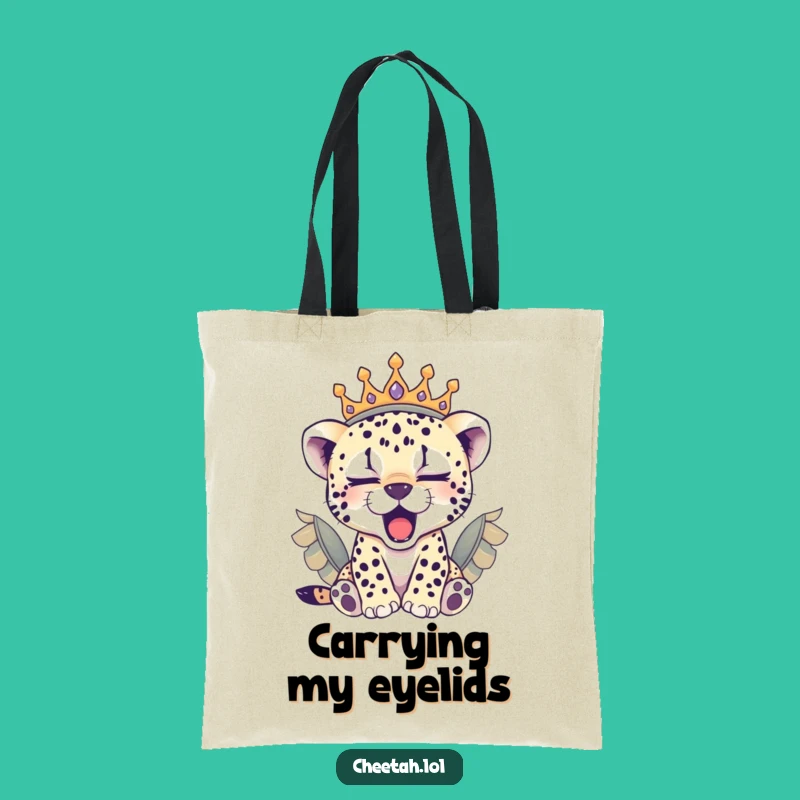 Funny Sleepy Cheetah Cub Crown Tote Bag: Chic & Royal Gift for Essentials