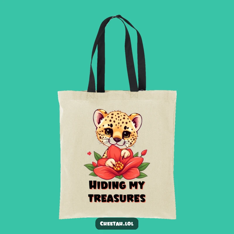 Funny Cheetah Cub Flower Peek Tote Bag - Carry Your Charm, Ideal Gift
