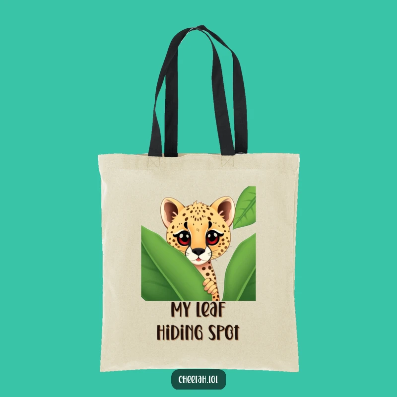 Funny Curious Cheetah Tote Bag - Giant Leaf Peek-a-Boo Gift