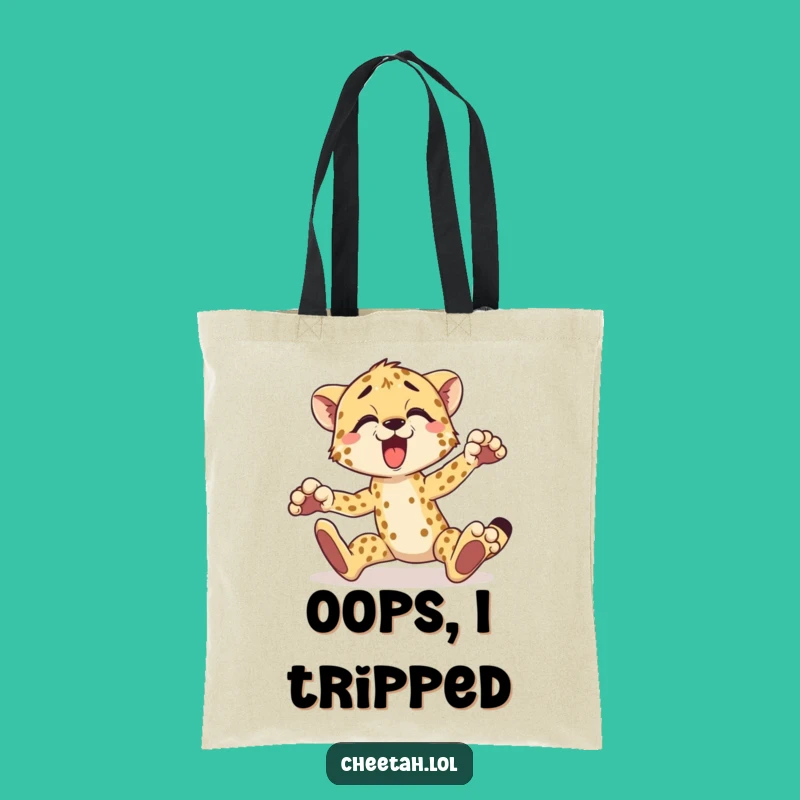 Funny Cheetah Tote Bag: Carry Your Laughs with Tripping Animal Style